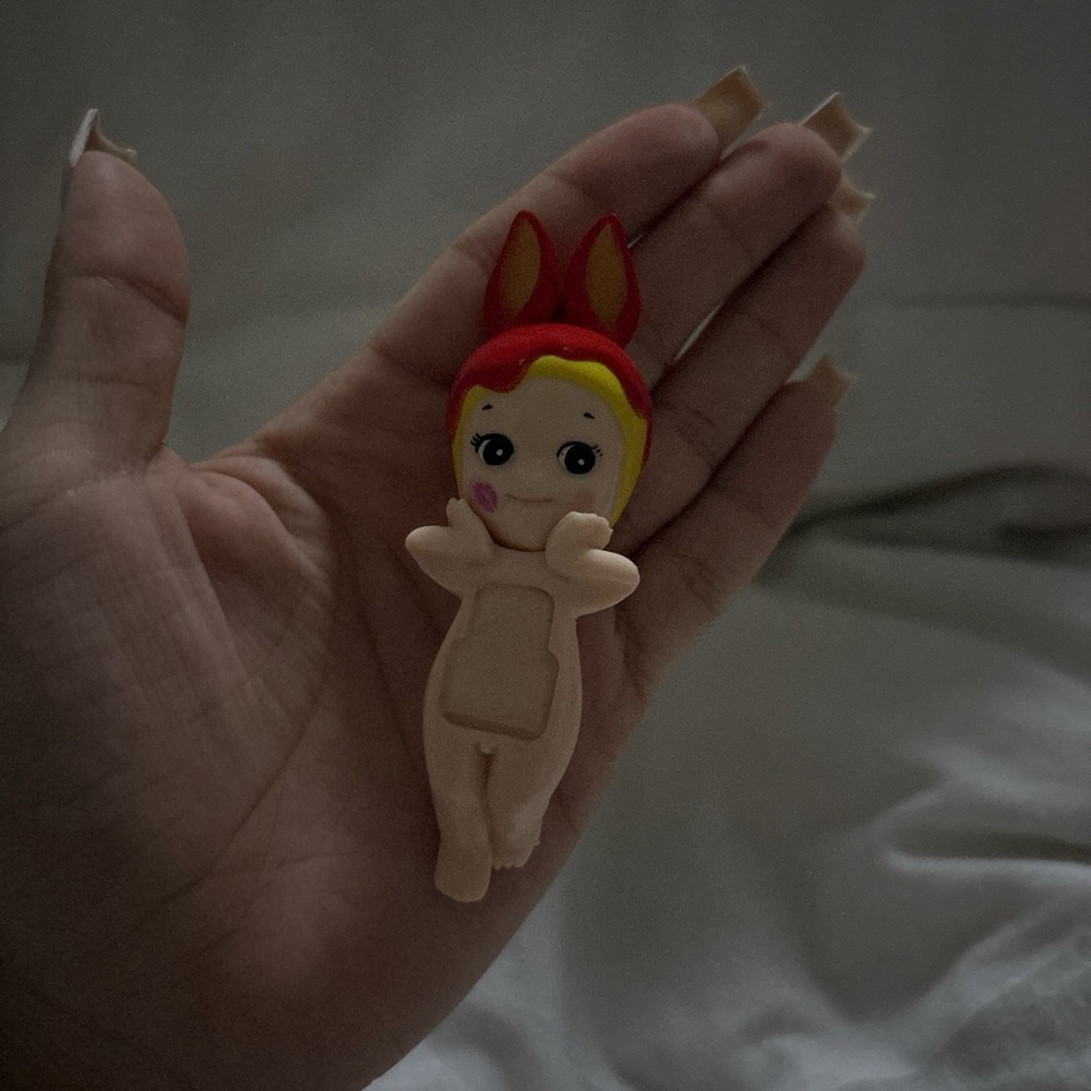 Cute Red and Yellow Bunny Figurine